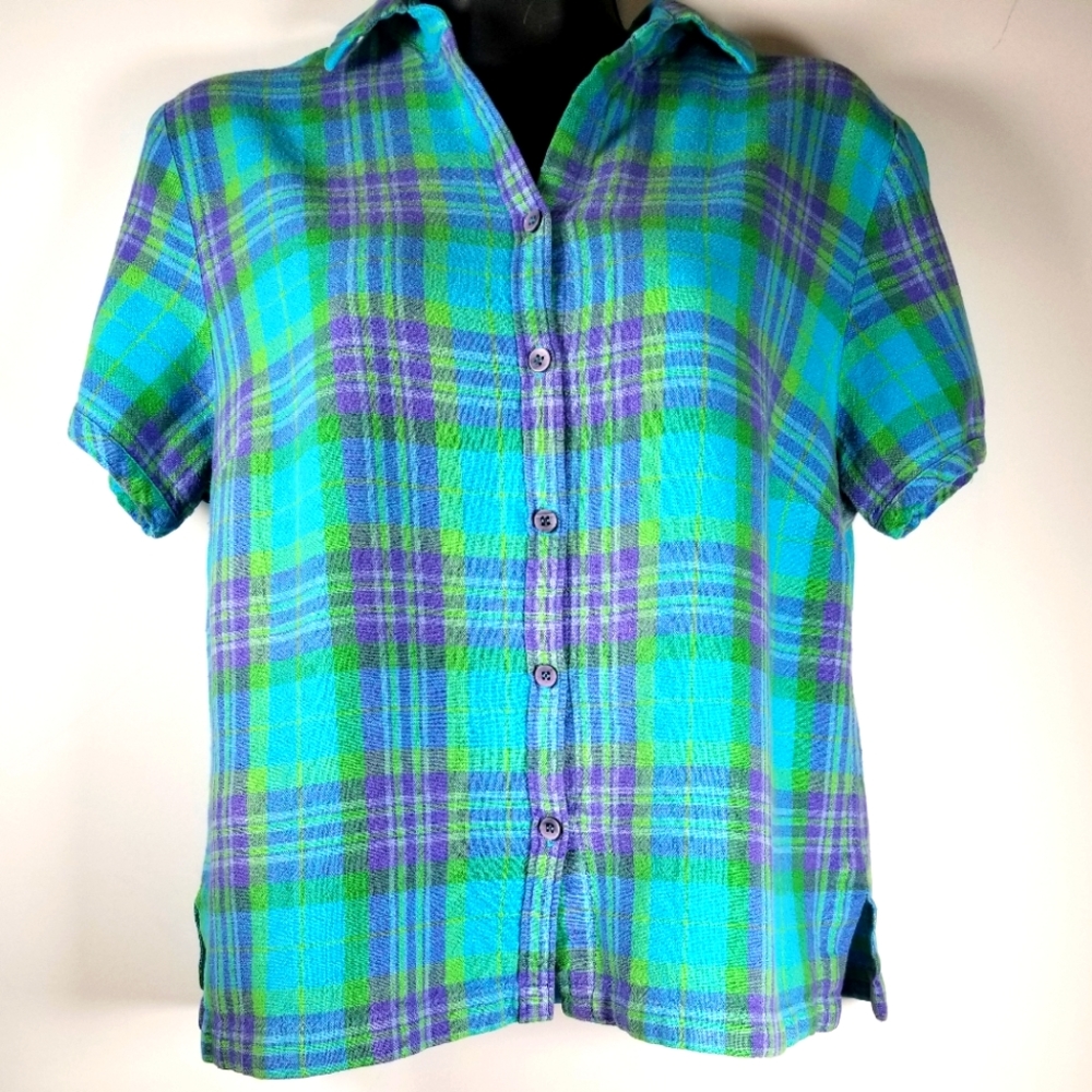 Gorgeous Plaid Button Down Shirt, Size SP